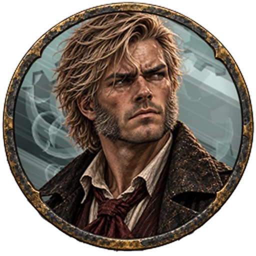Archive token of Dion Rook: a fair-haired man with a short beard and a level stare, on a pale green-grey field.